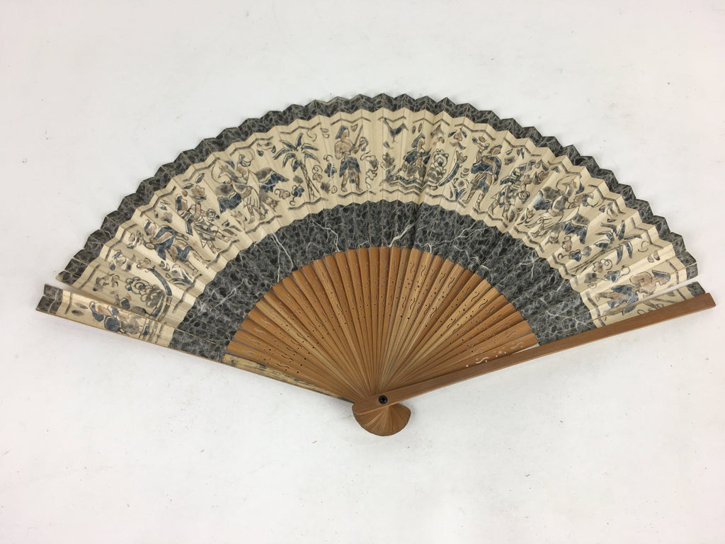 Japanese Folding Fan Vtg Sensu Paper Bamboo Frame Wall Mural Picture 4D519