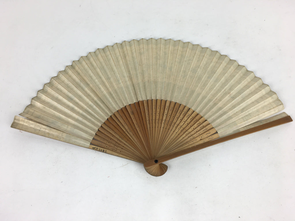 Japanese Folding Fan Vtg Sensu Paper Bamboo Frame Wall Mural Picture 4D519