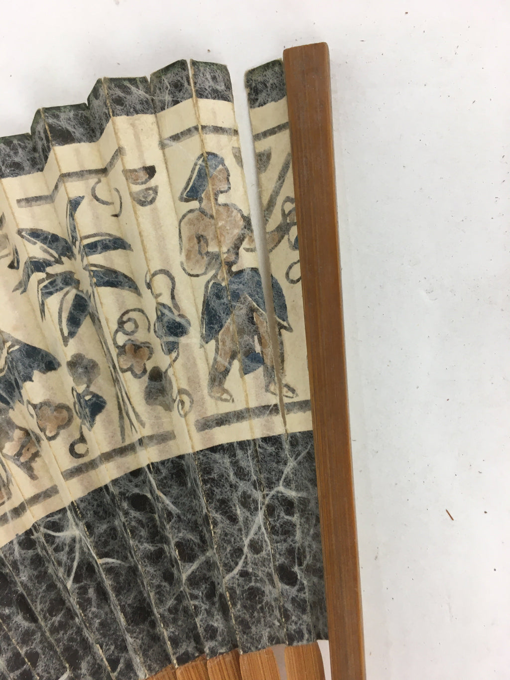Japanese Folding Fan Vtg Sensu Paper Bamboo Frame Wall Mural Picture 4D519