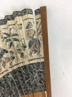 Japanese Folding Fan Vtg Sensu Paper Bamboo Frame Wall Mural Picture 4D519