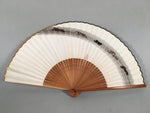 Japanese Folding Fan Vtg Sensu Paper Wood Frame Brush Mark 4D463