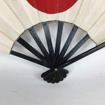 Japanese Folding Fan Vtg Sensu Paper Wood Frame Hinomaru Flag Red 4D516