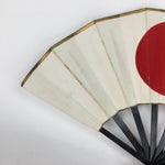 Japanese Folding Fan Vtg Sensu Paper Wood Frame Hinomaru Flag Red 4D516
