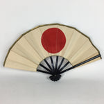 Japanese Folding Fan Vtg Sensu Paper Wood Frame Hinomaru Flag Red 4D517