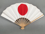 Japanese Folding Fan Vtg Sensu Paper Wood Frame Kanji Hinomaru 4D450