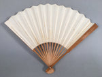 Japanese Folding Fan Vtg Sensu Paper Wood Frame Plain Beige White 4D474