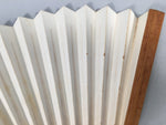 Japanese Folding Fan Vtg Sensu Paper Wood Frame Plain Beige White 4D474