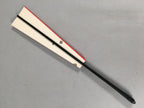 Japanese Folding Fan Vtg Sensu Paper Wood Frame Red Kanji Zodiac Cow 4D462