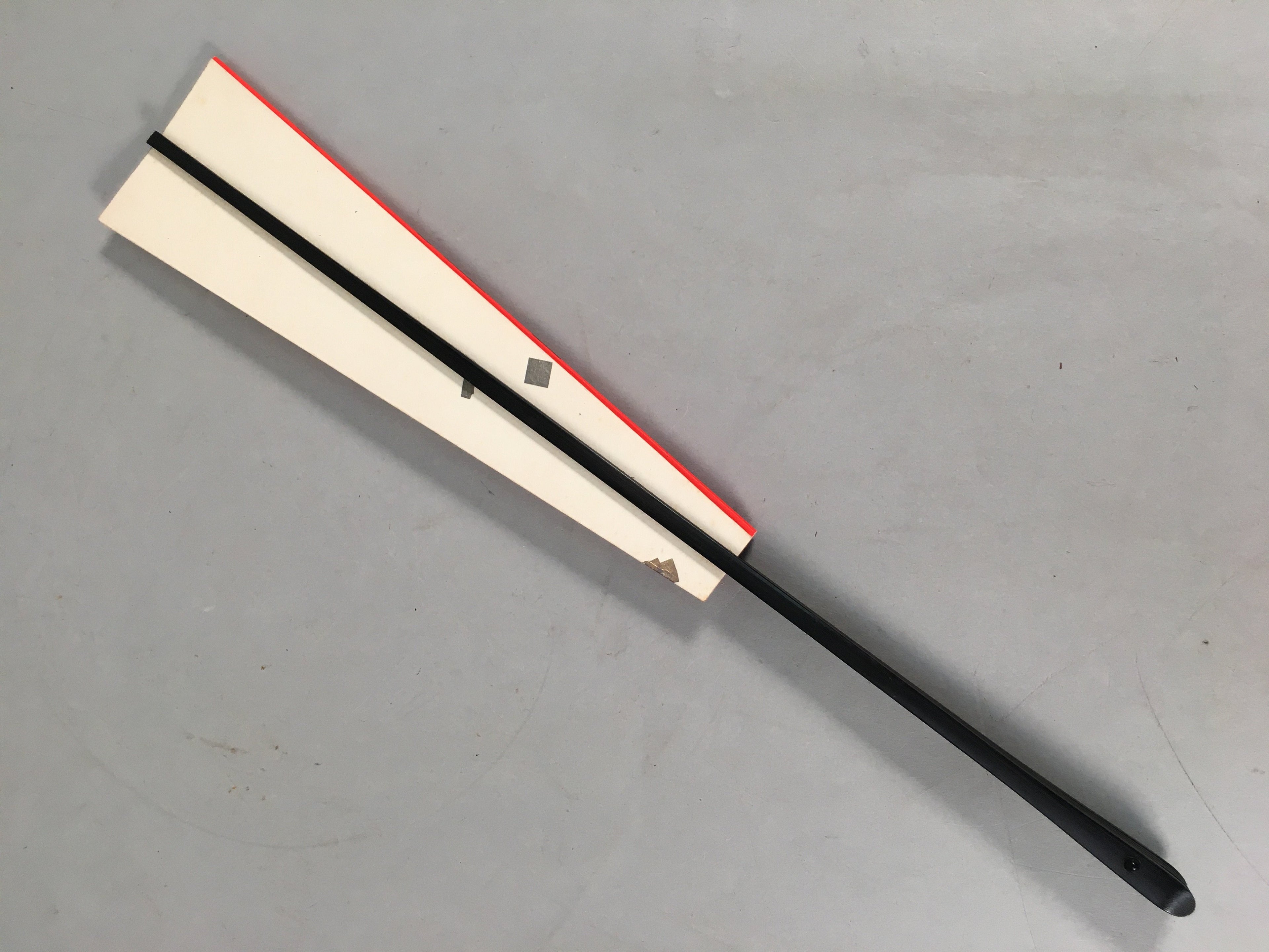 Japanese Folding Fan Vtg Sensu Paper Wood Frame Red Kanji Zodiac Cow 4D462