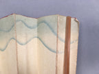 Japanese Folding Fan Vtg Sensu Paper Wood Frame Wave Glitter Brush 4D451