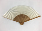 Japanese Folding Fan Vtg Sensu Vtg Glossy White Paper Bamboo Frame 4D552