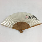 Japanese Folding Fan Vtg Sensu Vtg Glossy White Paper Bamboo Frame 4D552