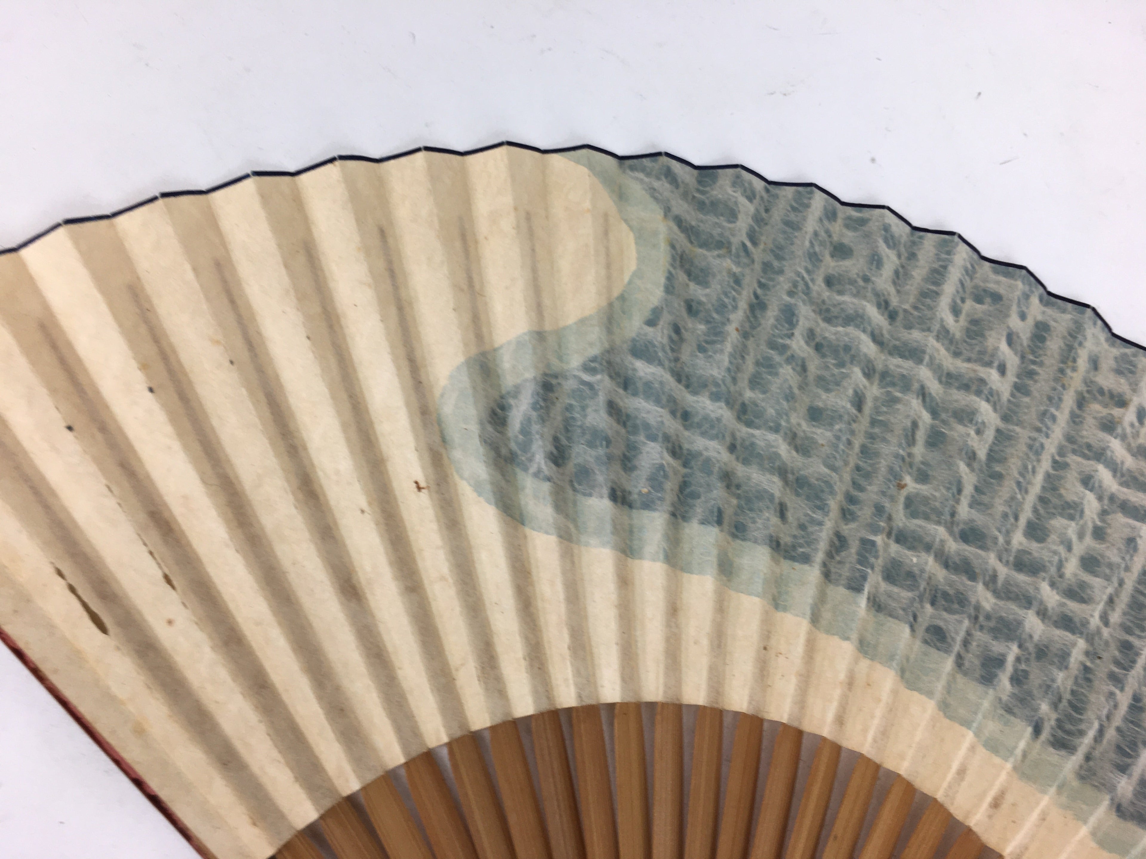Japanese Folding Fan Vtg Sensu Vtg Japanese Paper Washi Bamboo Frame 4D550