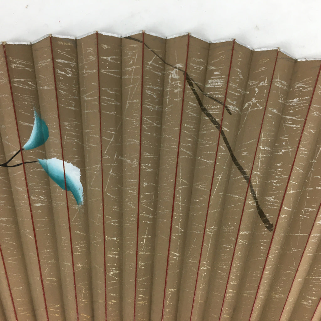 Japanese Folding Fan Vtg Sensu Vtg Paper Bamboo Frame Persimmon 4D531