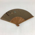 Japanese Folding Fan Vtg Sensu Vtg Paper Bamboo Frame Persimmon 4D531