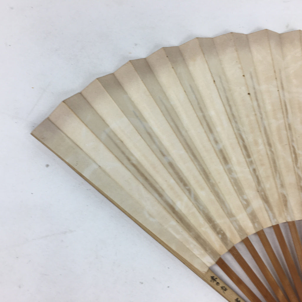 Japanese Folding Fan Vtg Sensu Vtg Paper Bamboo Frame Sparrow 4D548