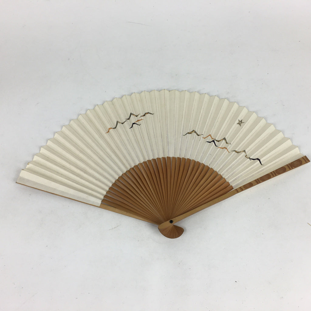 Arts & Decoration Chinese Folding Fan Vtg Sensu Black Metal Frame Paper Flower Bird 4D613