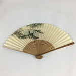 Japanese Folding Fan Vtg Sensu Vtg White Paper Bamboo Frame Angler 4D553