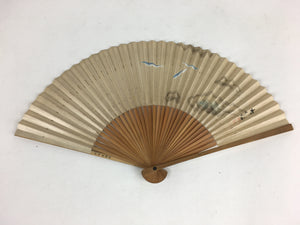Japanese Folding Fan Vtg Sensu Vtg White Paper Bamboo Frame Fish 4D539