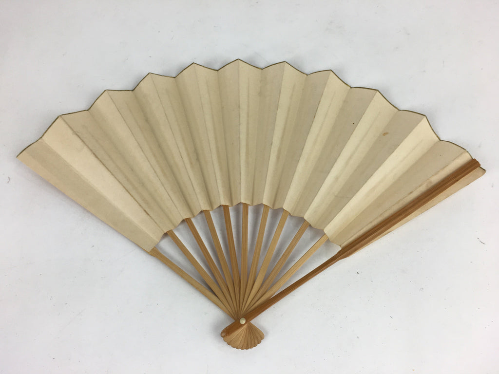 Japanese Folding Fan Vtg Sensu Vtg White Paper Bamboo Frame Kanji Poetry 4D533