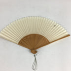Japanese Folding Fan Vtg Sensu Vtg White Paper Bamboo Frame Silver Mark 4D540