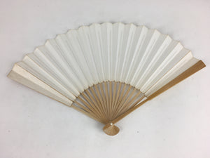 Japanese Folding Fan Vtg Sensu Vtg White Plain Paper Bamboo Frame 4D549
