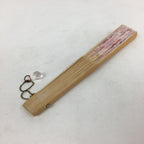 Japanese Folding Fan Vtg Sensu White Fabric Bamboo Frame Pink Flower 4D543