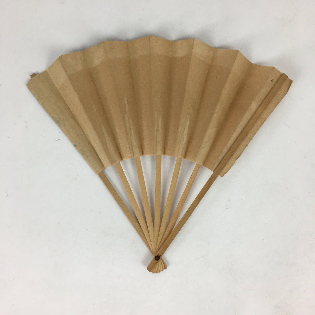 Japanese Folding Fan Vtg Sensu Wood Frame Paper Picture of Takasago 4D604