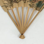 Japanese Folding Fan Vtg Sensu Wood Frame Paper Picture of Takasago 4D604