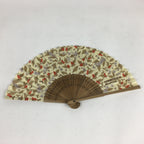 Japanese Folding Fan Vtg Sensu Yellow Fabric Bamboo Frame Komeda Coffee 4D545