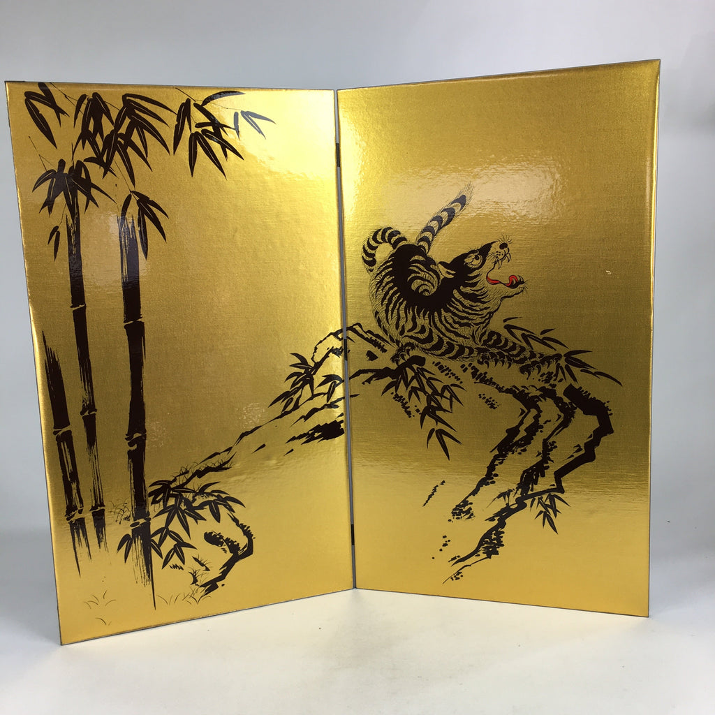 Japanese Folding Screen Byobu Panel Vtg Boy's Day Decoration Tiger FL48