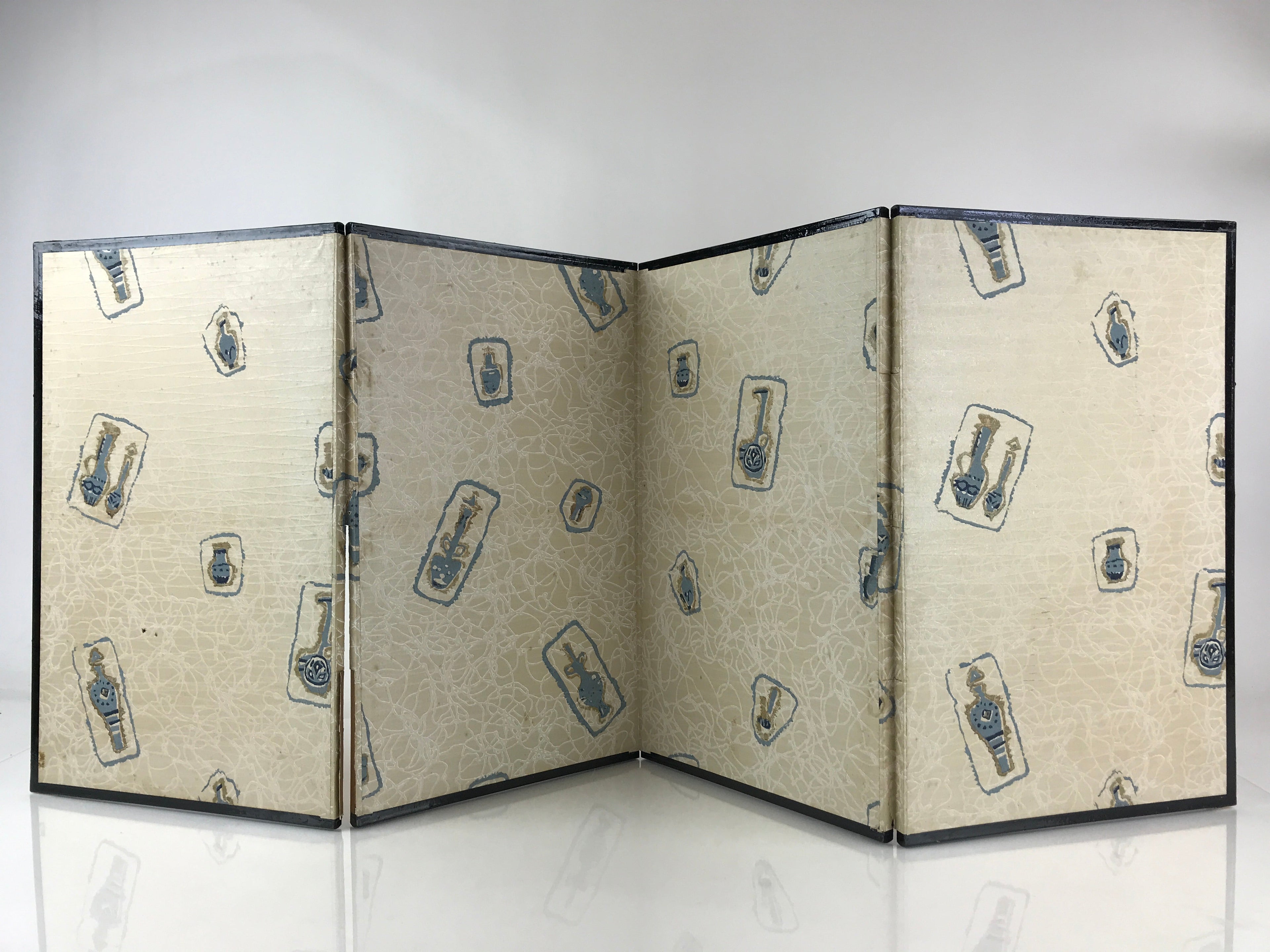 Japanese Folding Screen Byobu Panel Vtg Hina Doll Furniture Gold ID474