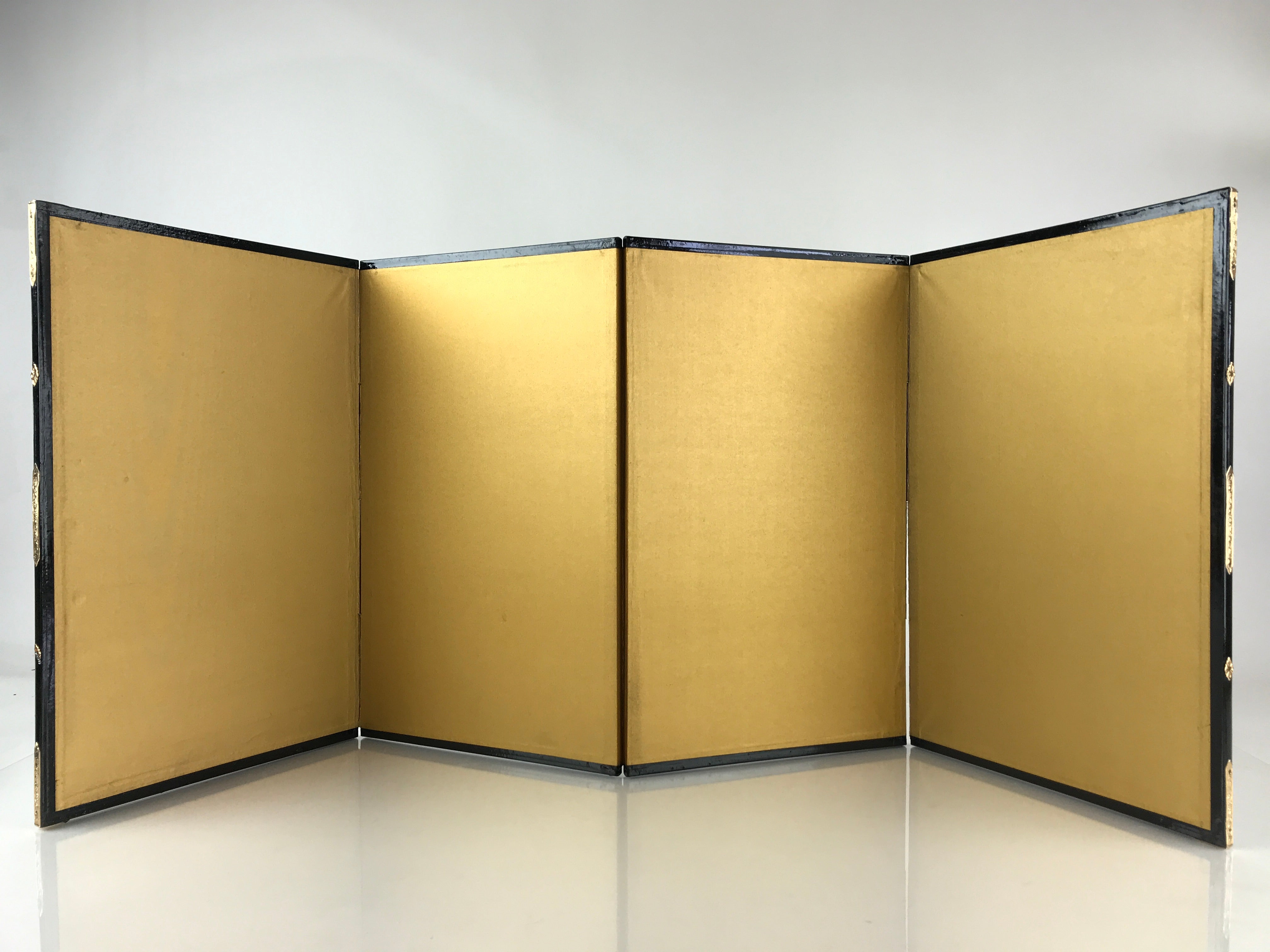Japanese Folding Screen Byobu Panel Vtg Hina Doll Furniture Gold ID474