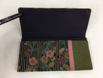 Japanese Folk Craft Fabric Long Wallet Vtg Coin Purse Zipper Pink Flower KB35
