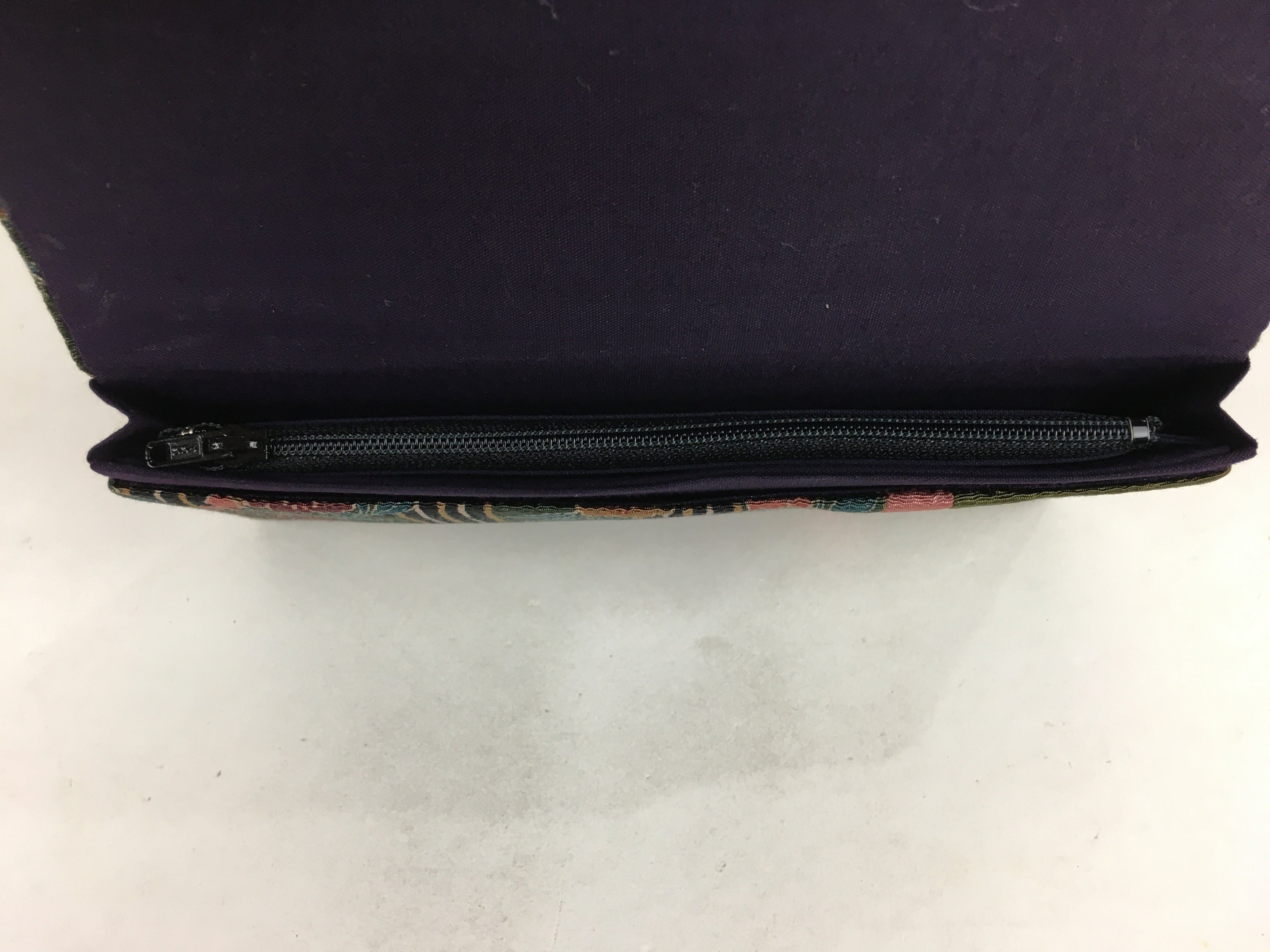 Japanese Folk Craft Fabric Long Wallet Vtg Coin Purse Zipper Pink Flower KB35