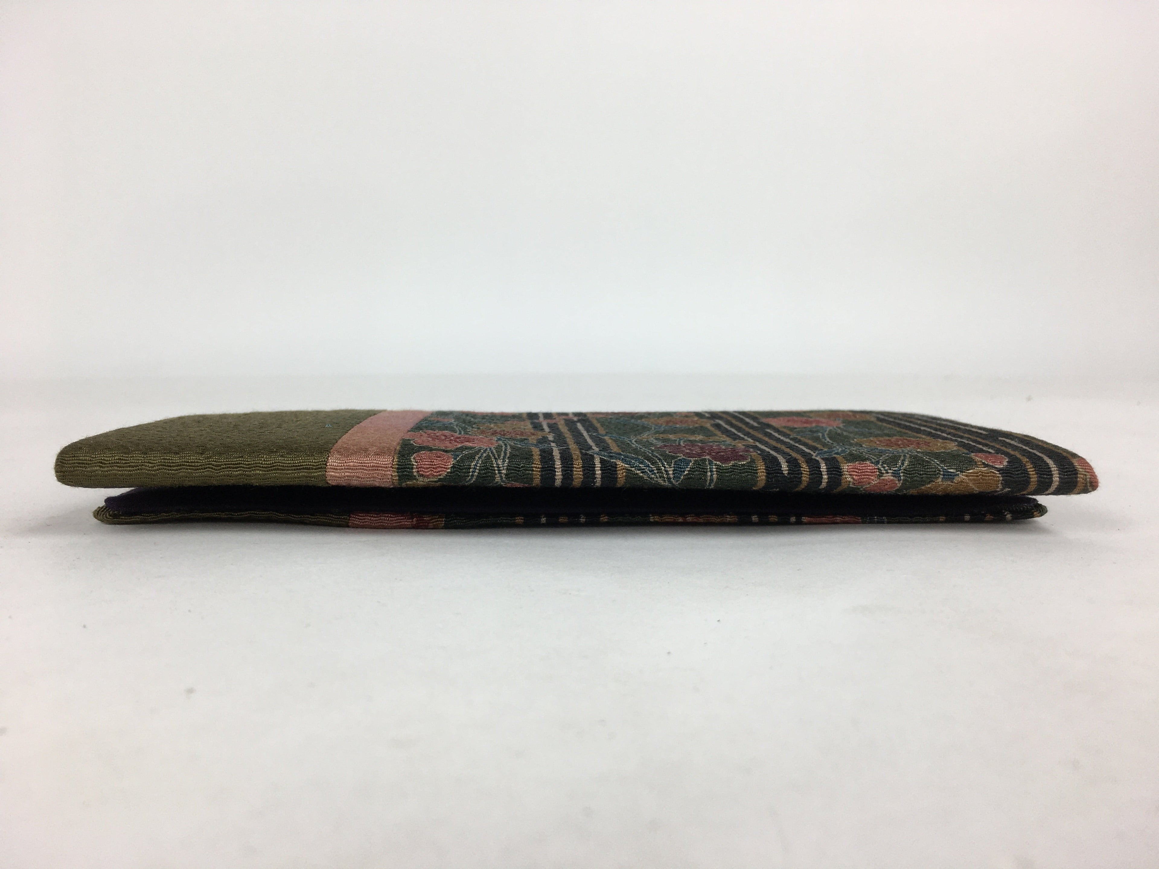 Japanese Folk Craft Fabric Long Wallet Vtg Coin Purse Zipper Pink Flower KB35