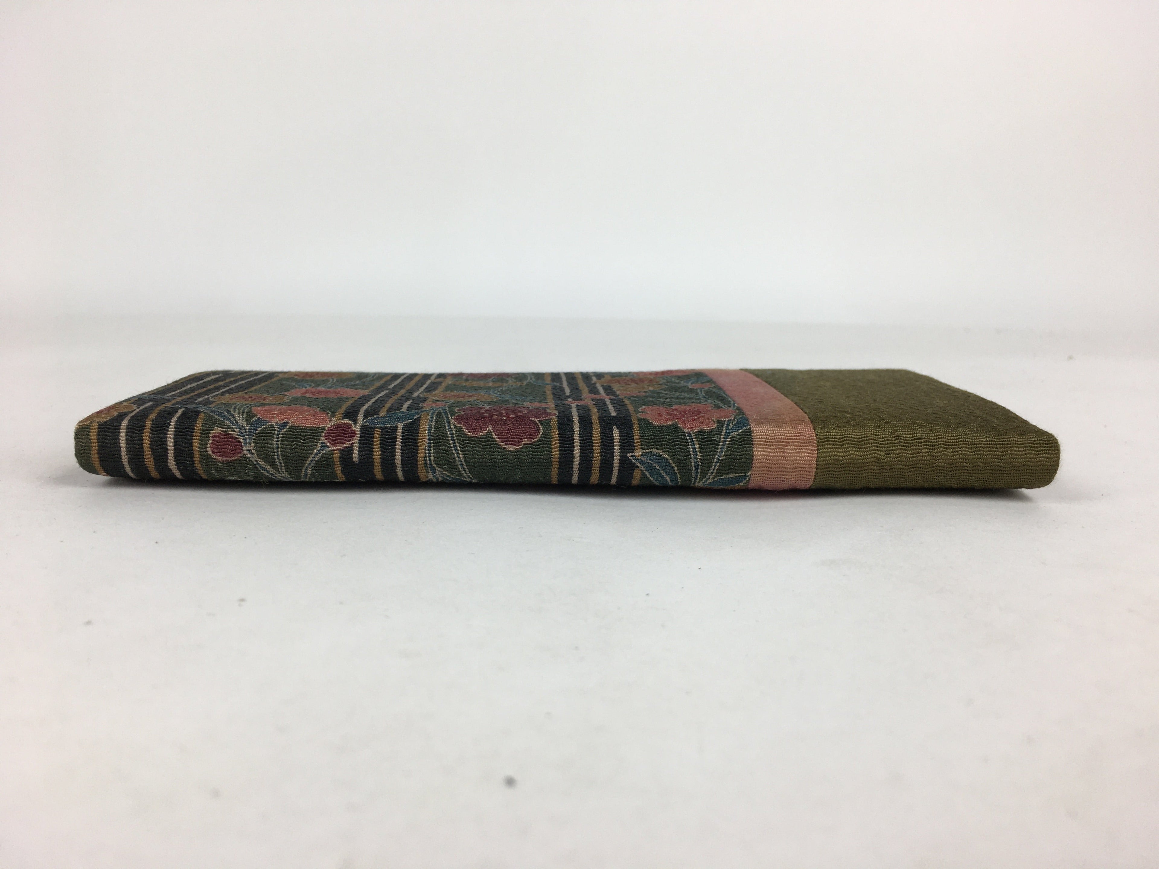 Japanese Folk Craft Fabric Long Wallet Vtg Coin Purse Zipper Pink Flower KB35