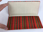 Japanese Folk Craft Fabric Long Wallet Vtg Tumugi Textile Vertical Stripes KB47