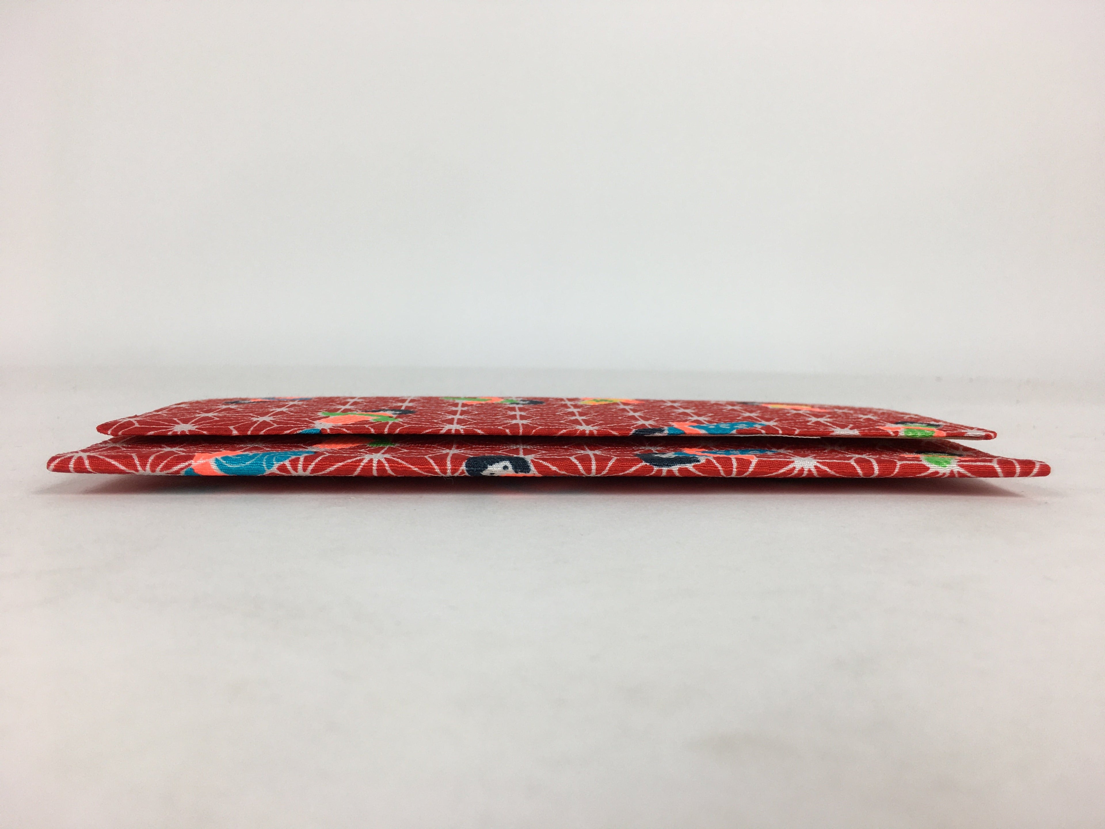 Japanese Folk Craft Fabric Long Wallet Vtg Yuzen Textile Flower Red KB49