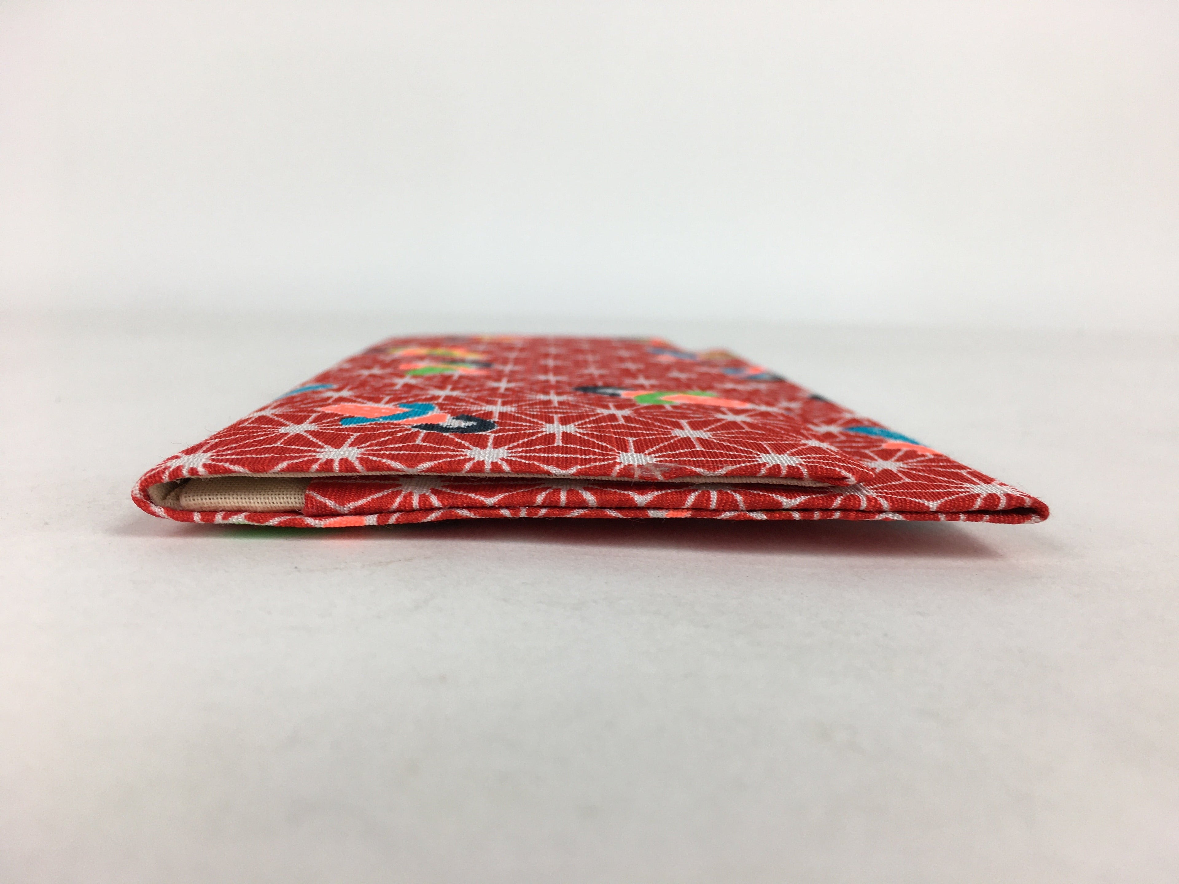 Japanese Folk Craft Fabric Long Wallet Vtg Yuzen Textile Flower Red KB49