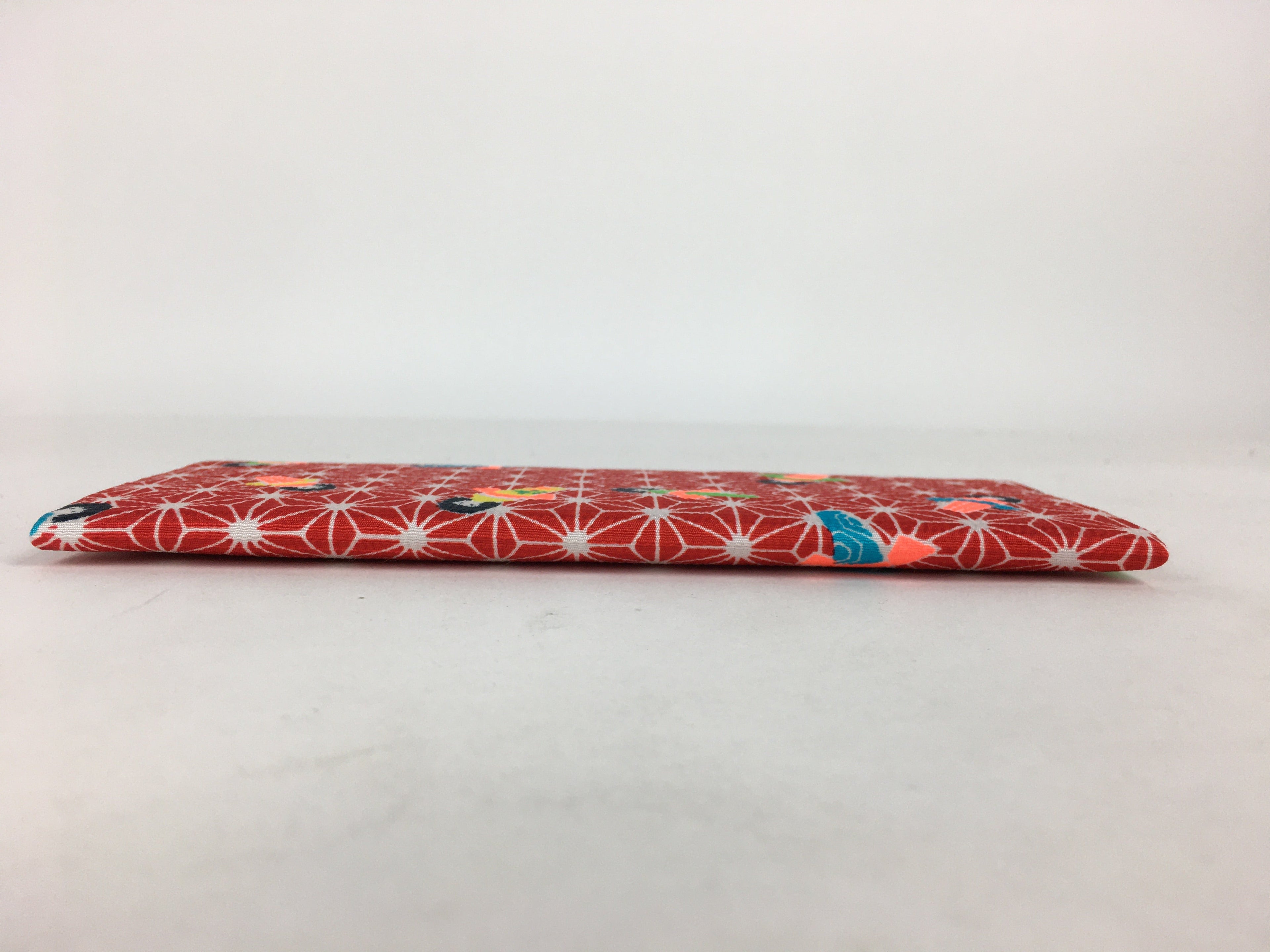 Japanese Folk Craft Fabric Long Wallet Vtg Yuzen Textile Flower Red KB49