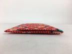 Japanese Folk Craft Fabric Long Wallet Vtg Yuzen Textile Flower Red KB49