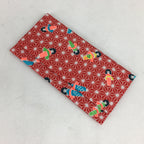 Japanese Folk Craft Fabric Long Wallet Vtg Yuzen Textile Flower Red KB49