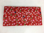Japanese Folk Craft Fabric Long Wallet Vtg YuzenTextile Flower Red KB46