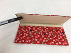 Japanese Folk Craft Fabric Long Wallet Vtg YuzenTextile Flower Red KB46