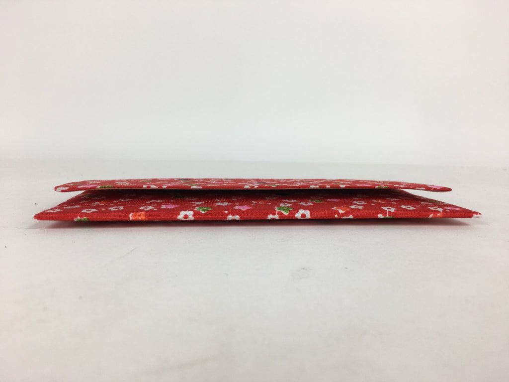 Japanese Folk Craft Fabric Long Wallet Vtg YuzenTextile Flower Red KB46