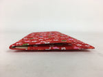 Japanese Folk Craft Fabric Long Wallet Vtg YuzenTextile Flower Red KB46
