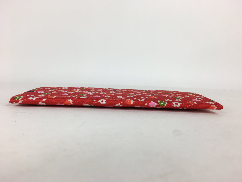 Japanese Folk Craft Fabric Long Wallet Vtg YuzenTextile Flower Red KB46
