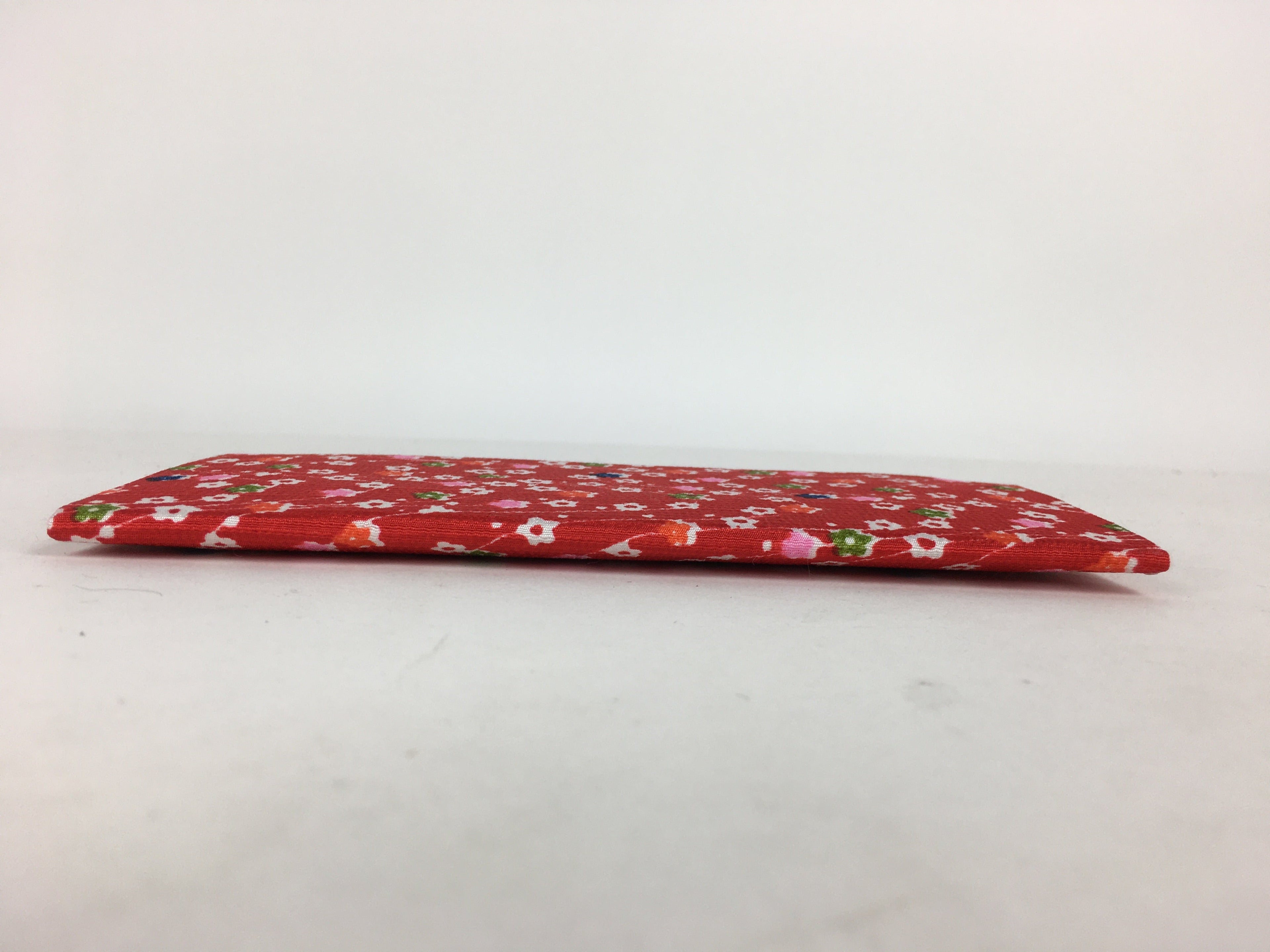 Japanese Folk Craft Fabric Long Wallet Vtg YuzenTextile Flower Red KB46