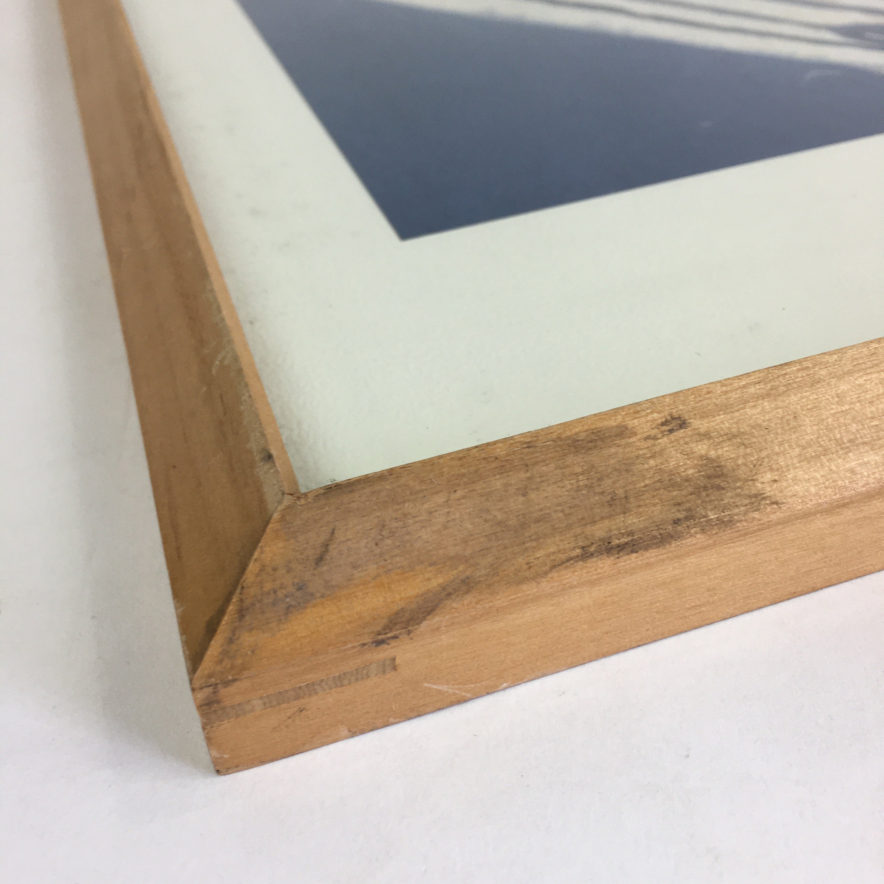 Japanese Framed Washi Paper Formwork Dyeing Vtg Kata-e Zome Blue FL58